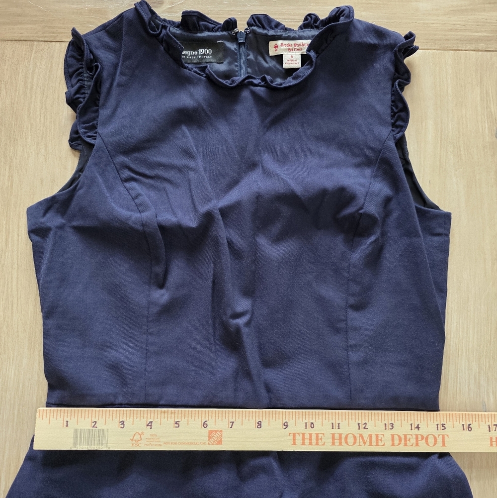 Brooks Brothers Tollegno 1900 Navy Blue Wool Blend Sheath Dress Size 8 - Picture 12 of 14